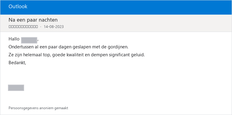 Geanonimiseerde klantreview SoundKiller