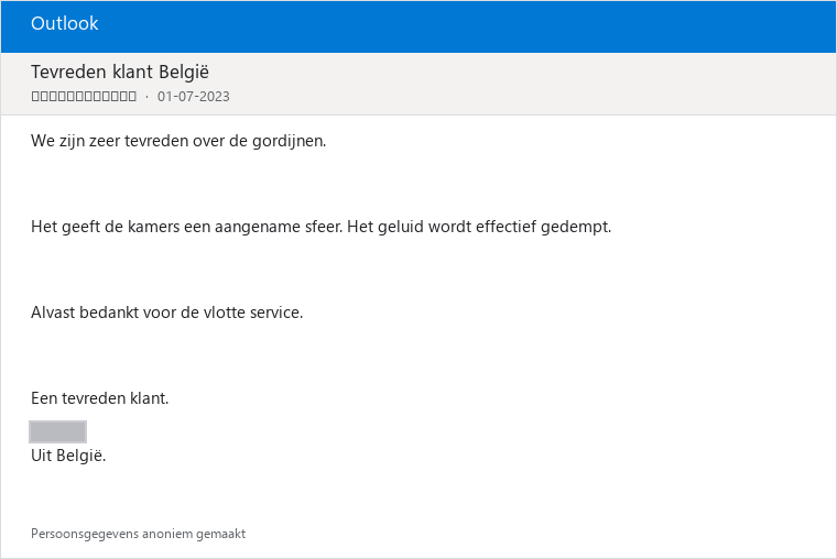 Geanonimiseerde klantreview SoundKiller