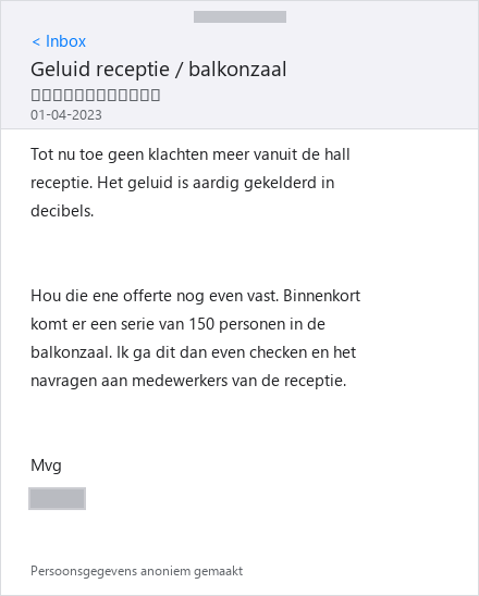 Geanonimiseerde klantreview SoundKiller